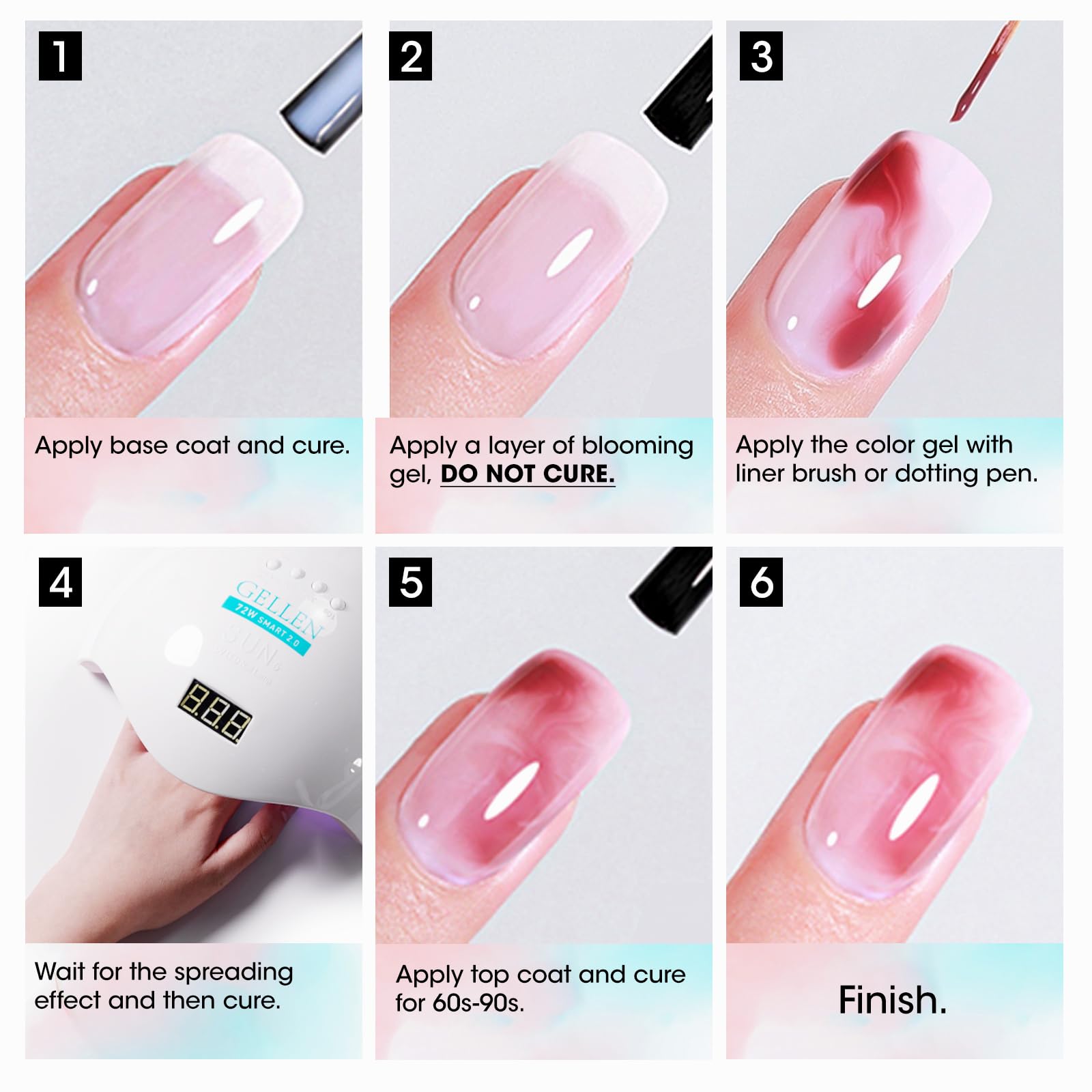 GELLEN Blooming Gel resistencia al desvanecimiento para color duradero.