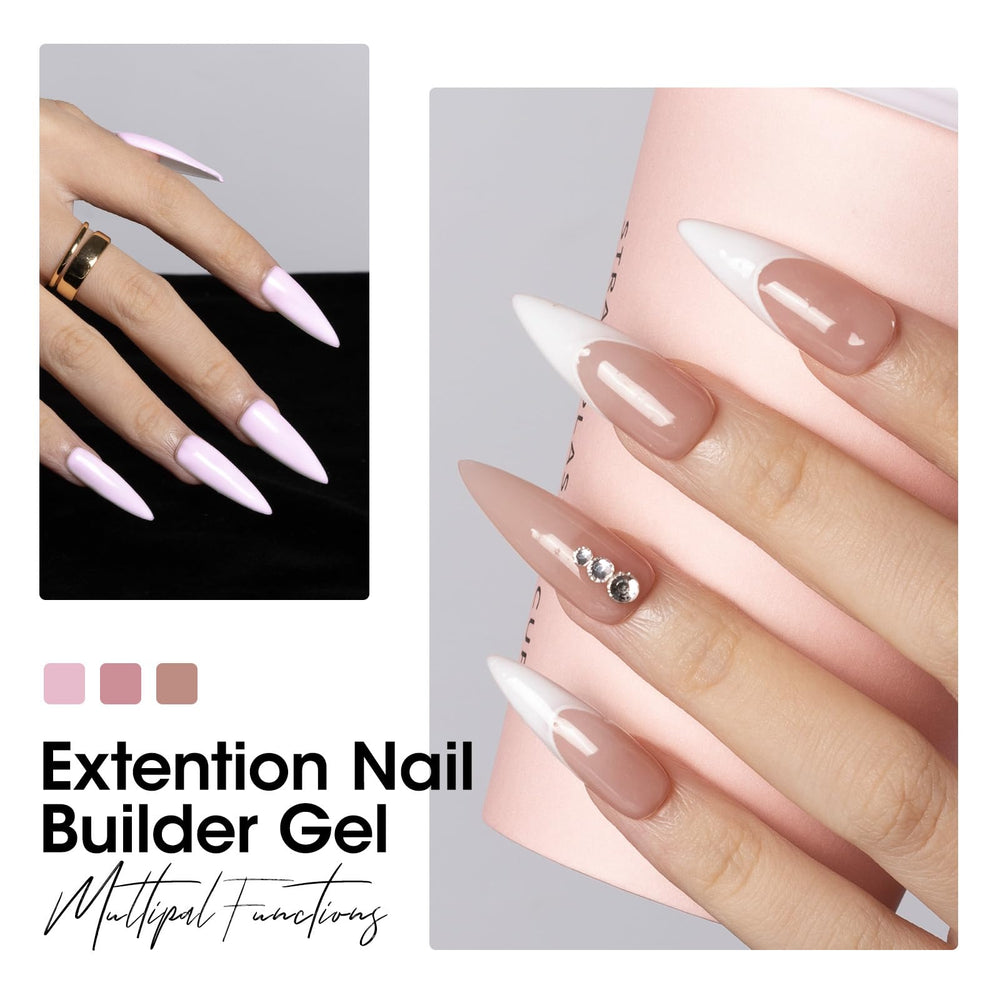 Gellen Builder Gel extension nails after cure with strong, flexible finish.