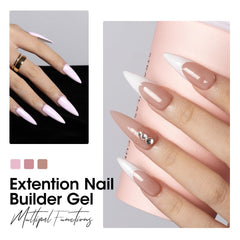 Gellen Builder Gel extension nails after cure with strong, flexible finish.
