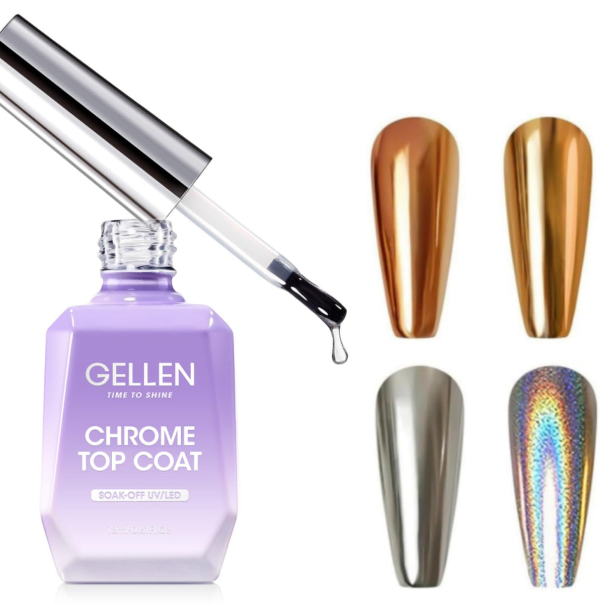 GELLEN capa superior gel cromo espejo para un acabado reflectante duradero