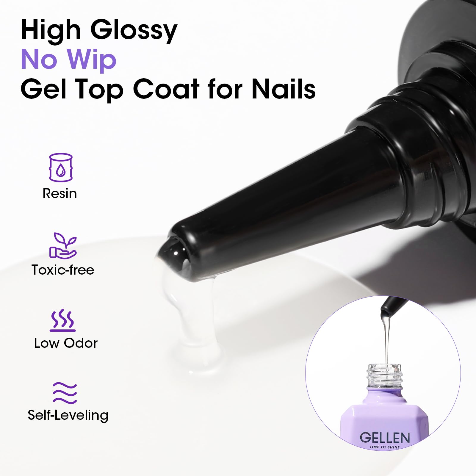 GELLEN capa superior gel curado UV/LED para secado rápido