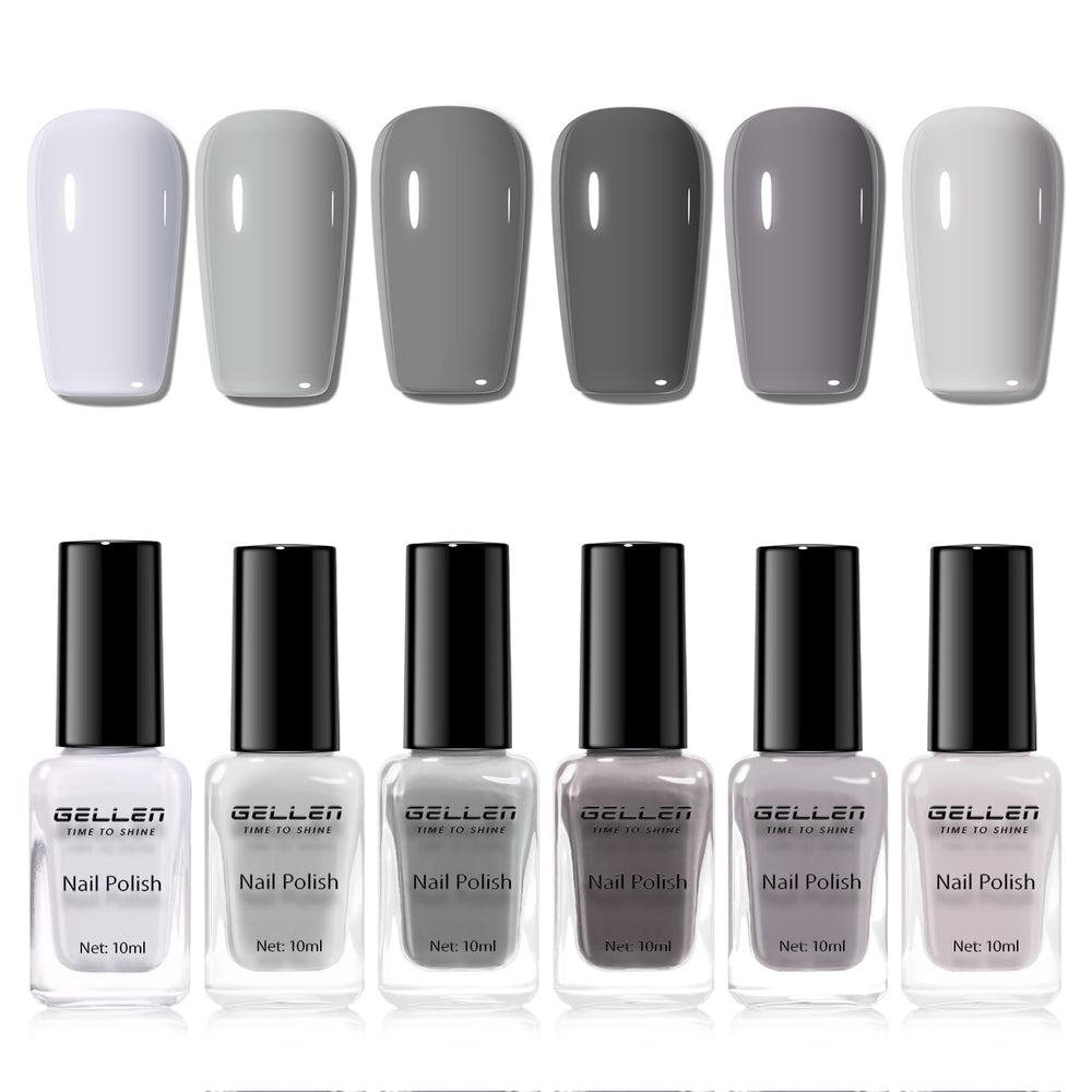 Esmalte GELLEN Gris en botella, tono elegante para uñas de otoño.