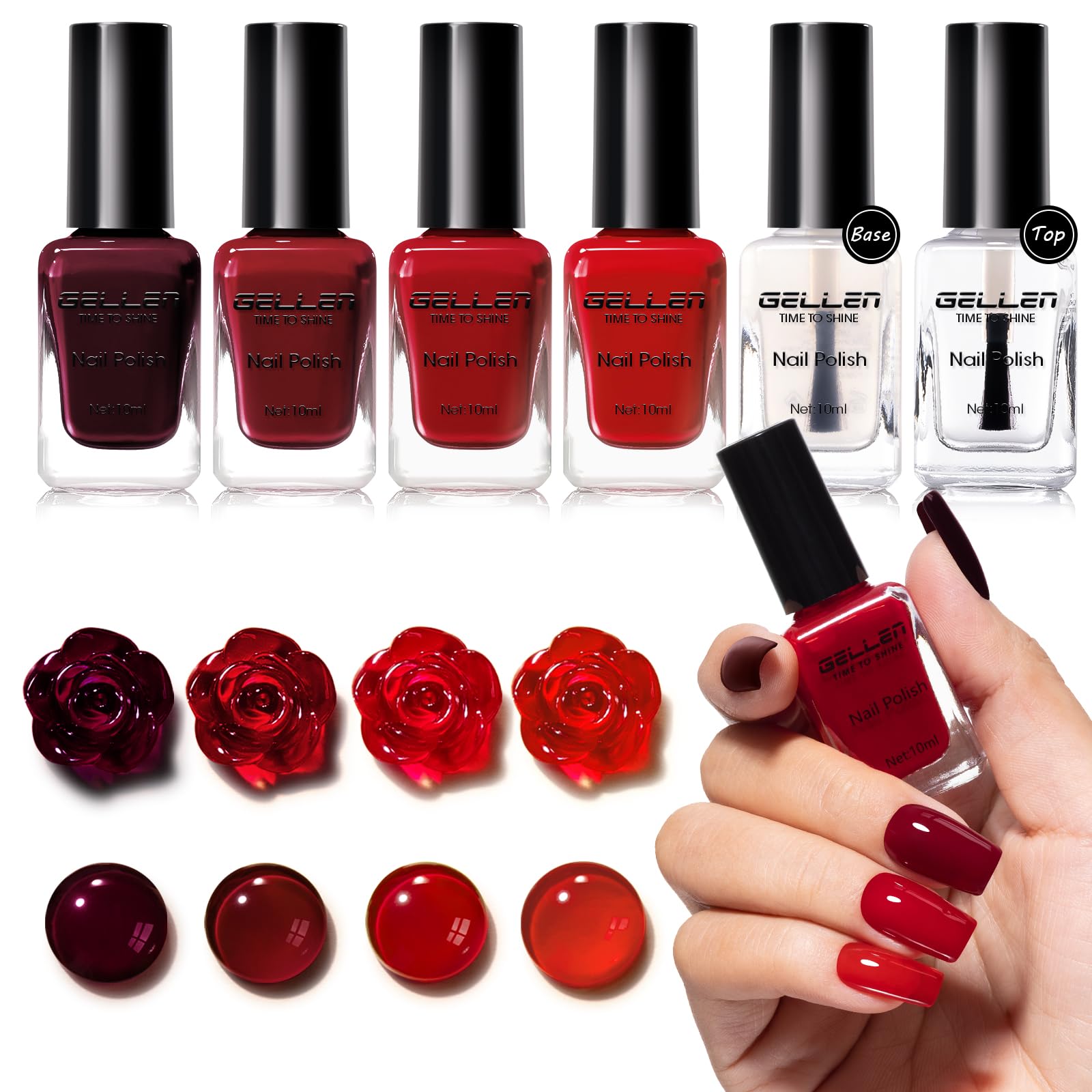 GELLEN esmalte rojo vino en botella con acabado brillante para looks elegantes