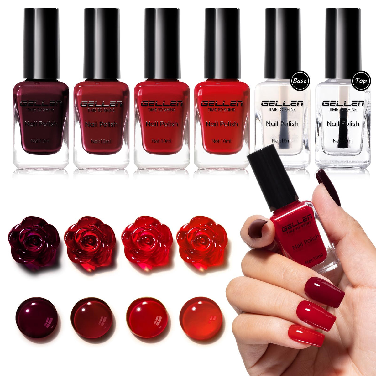 GELLEN esmalte rojo vino en botella con acabado brillante para looks elegantes