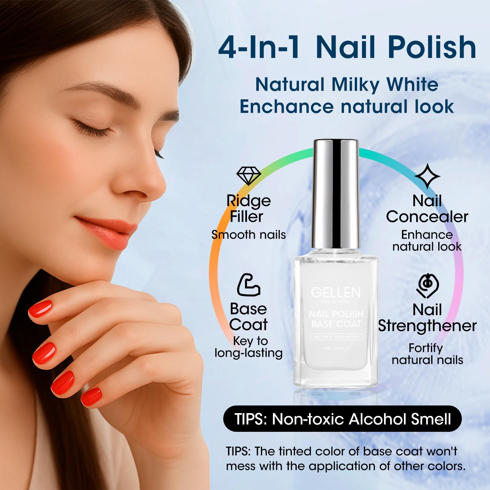 GELLEN Esmalte tono blanco lechoso, acabado natural suave.