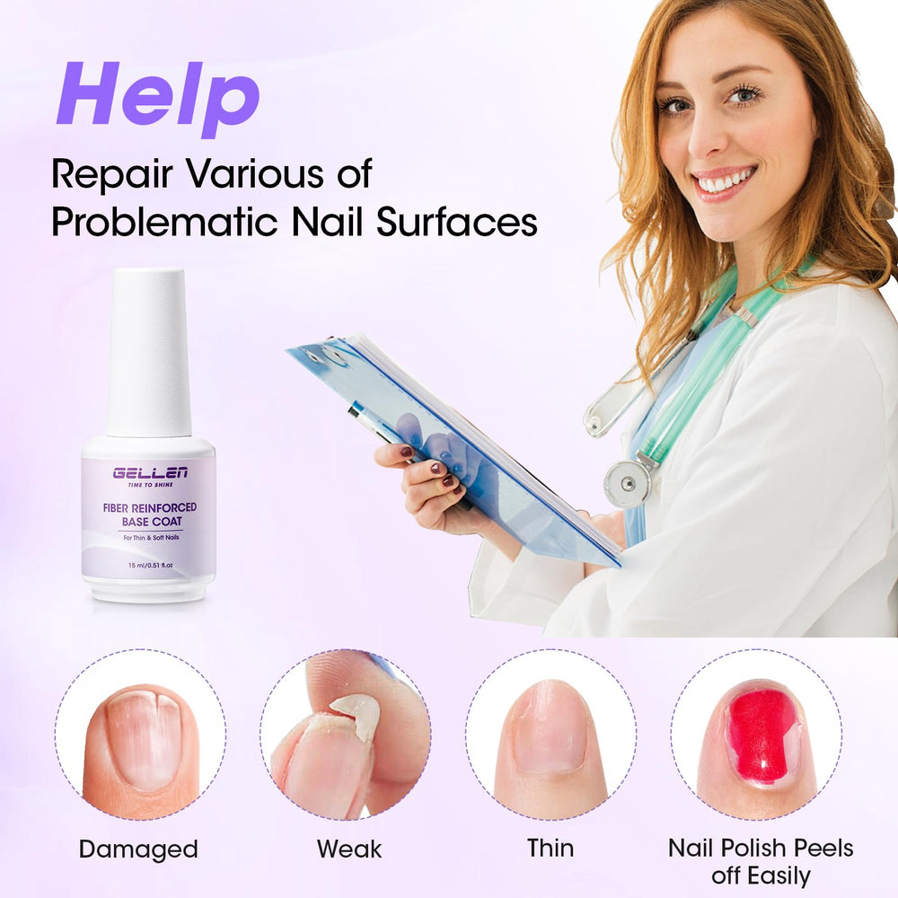 GELLEN fiber glass base gel UV cure shows rapid salon-grade construction.