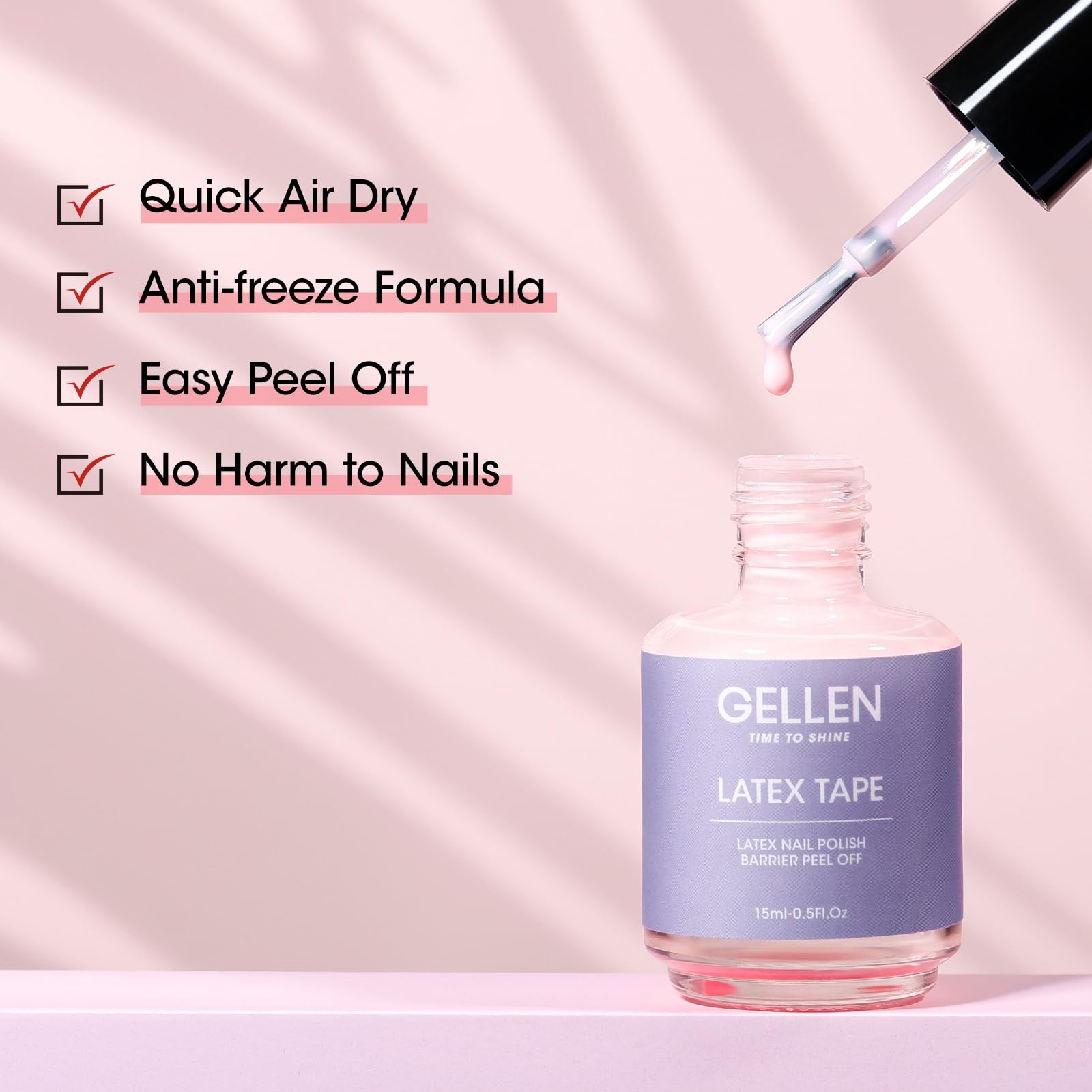 Gellen latex para uñas permite crear líneas limpias sin polvos alrededor.