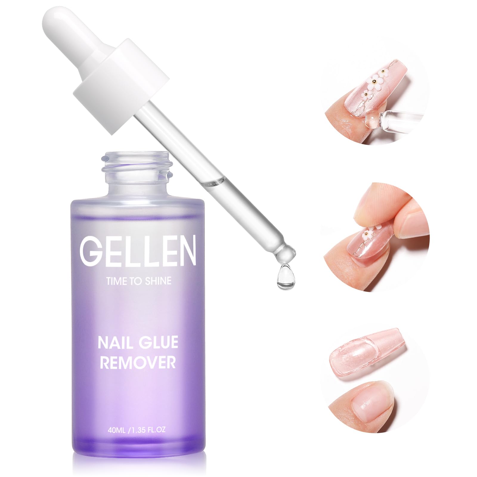 GELLEN nail glue remover bottle pour enables precise, odorless removal.