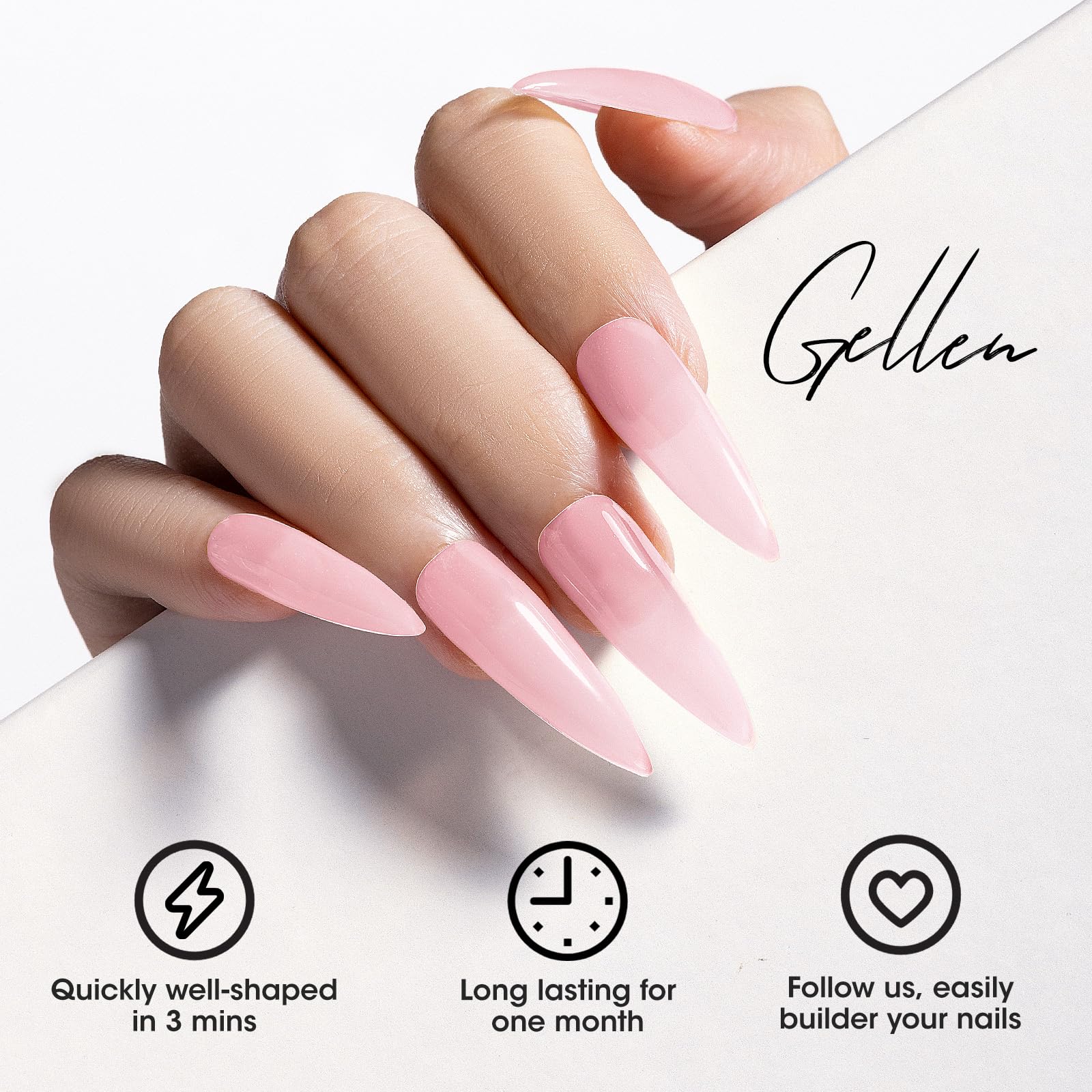 Proceso de extensión de uñas con gel de construcción GELLEN.
