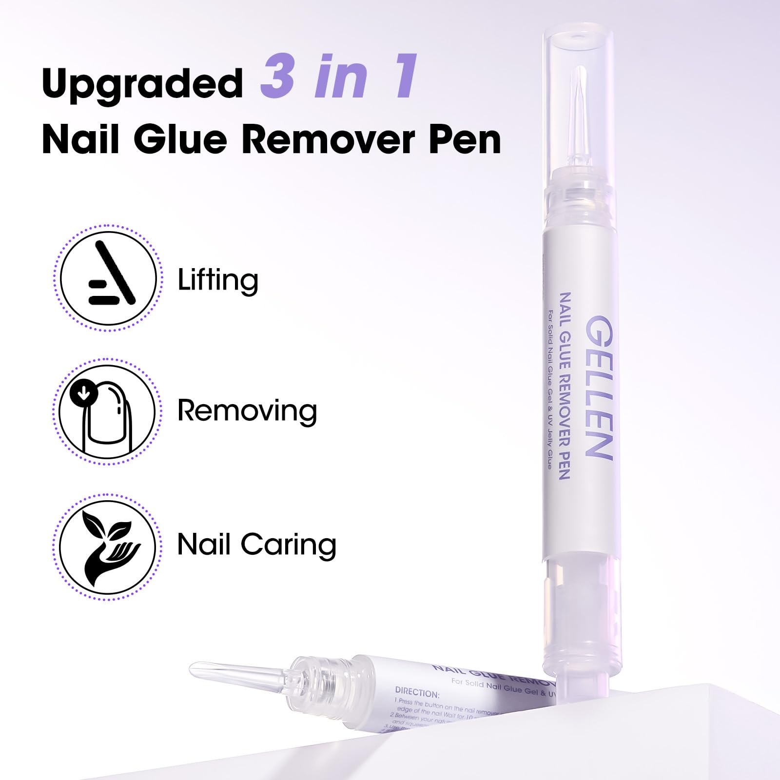 GELLEN removedor de uñas sin acetona para retiro suave del pegamento.