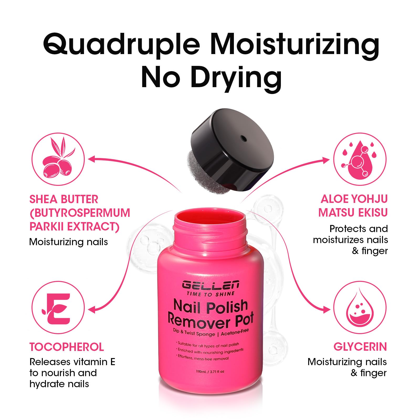 GELLEN Remover Esmalte Sin Acetona Sin Fragancia, cuidado suave