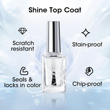 GELLEN sheer pink base plus top coat delivers natural elegance and mirror-like shine.