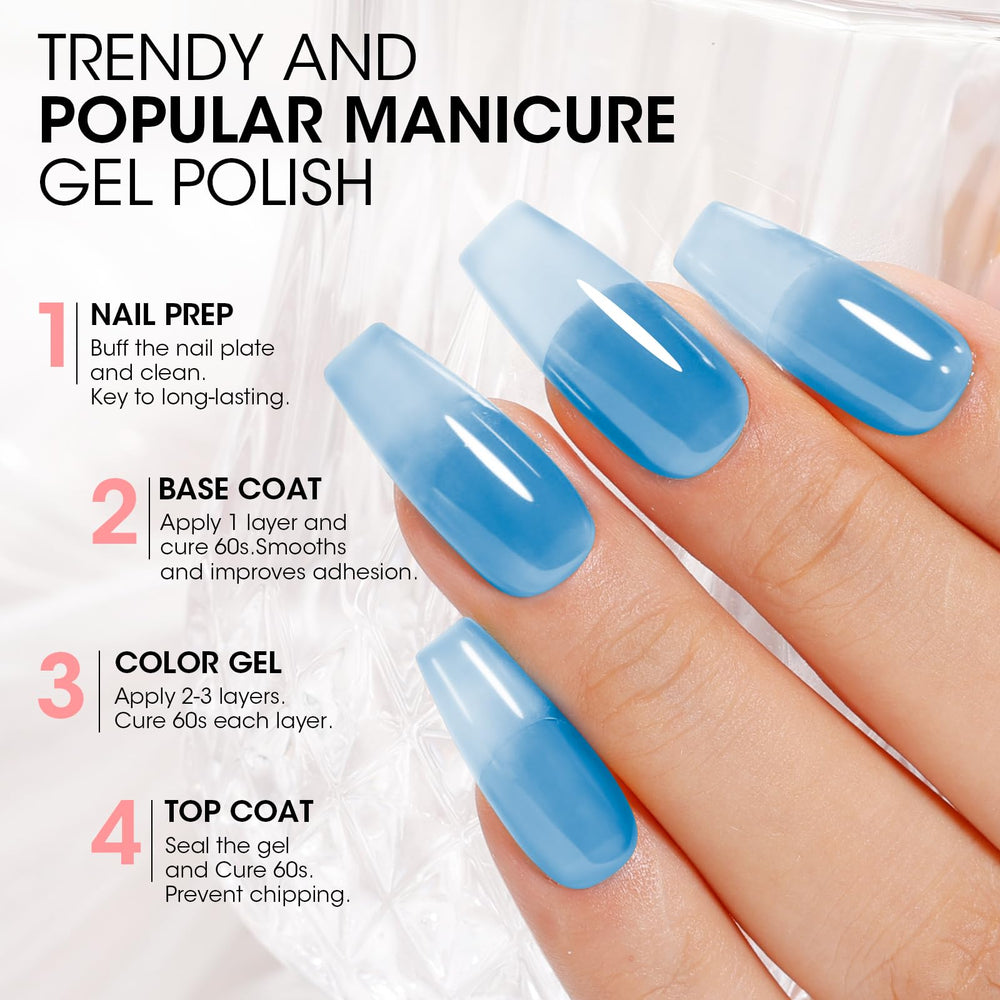 Esmalte jelly rojo translúcido de GELLEN para efectos sutiles y cobertura ligera.