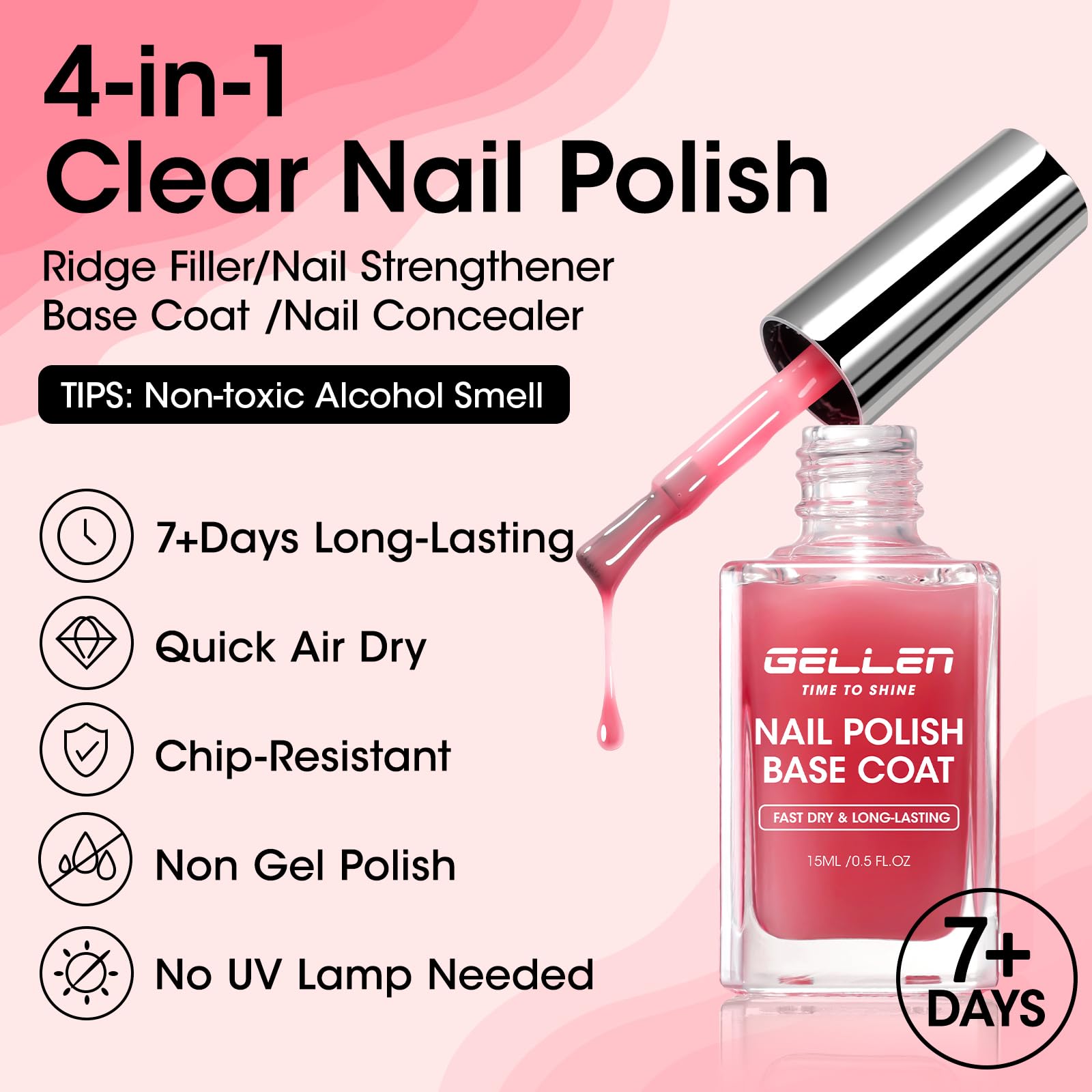 GELLEN tinto rojo suave: corrige amarillamiento y realza tono natural de uñas.