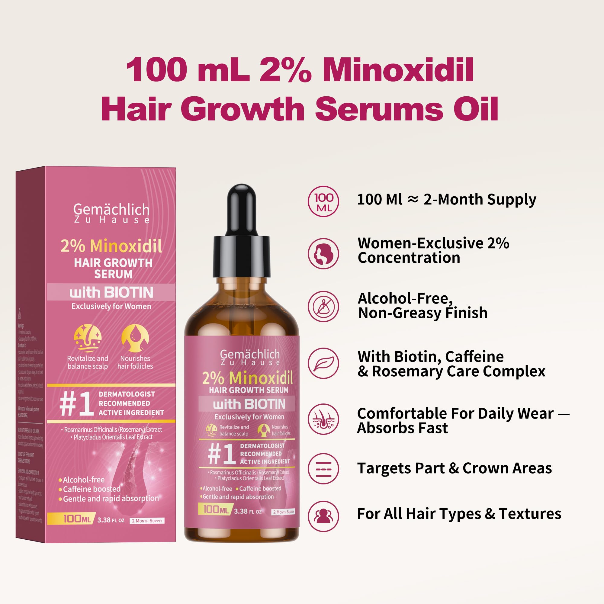Aplicador de gotas del Minoxidil para mujeres, facilita la aplicación precisa