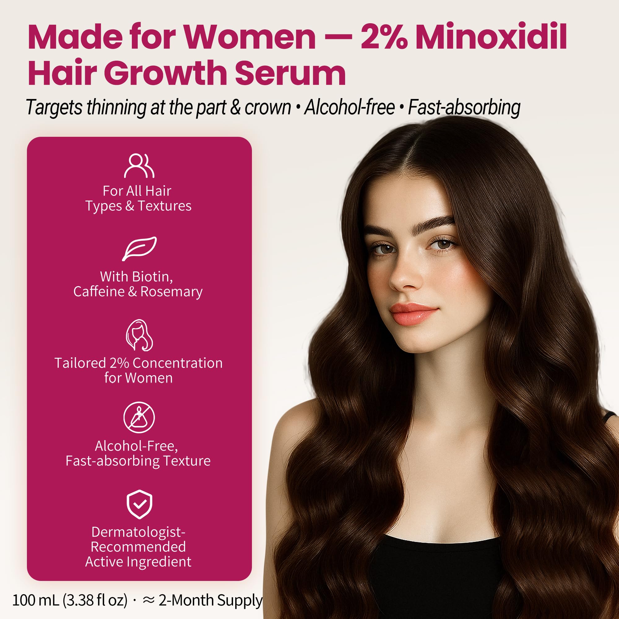 Minoxidil para mujeres con cafeína, revitalización del cuero cabelludo