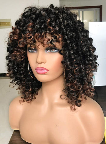 Peluca GEMBON afro curly con textura sintética que imita rizos naturales para uso diario.
