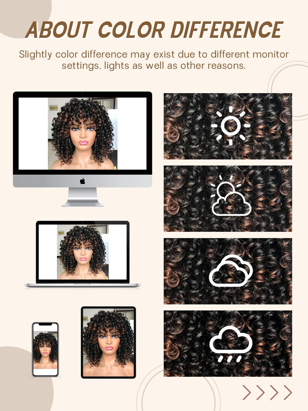 GEMBON peluca afro para uso diario, estilo profesional o casual sin pegamento.