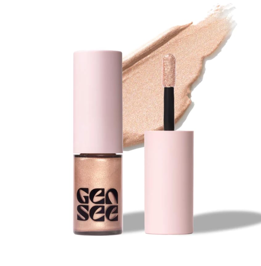 Gen See Ombre liquide métallique Moonlight sur les yeux, éclat champagne durable et polyvalent.
