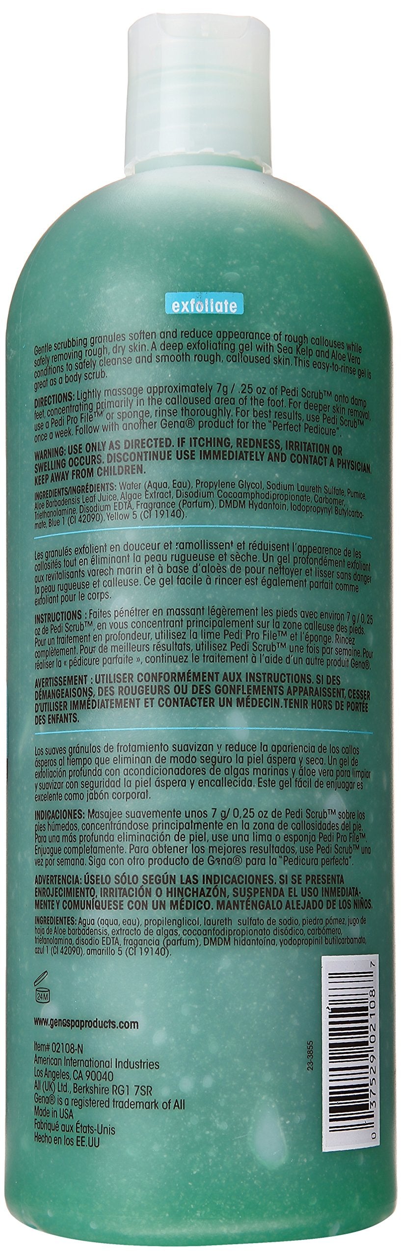 Gena Pedi-Scrub Gel en pedicura casera para pies; suaviza la piel