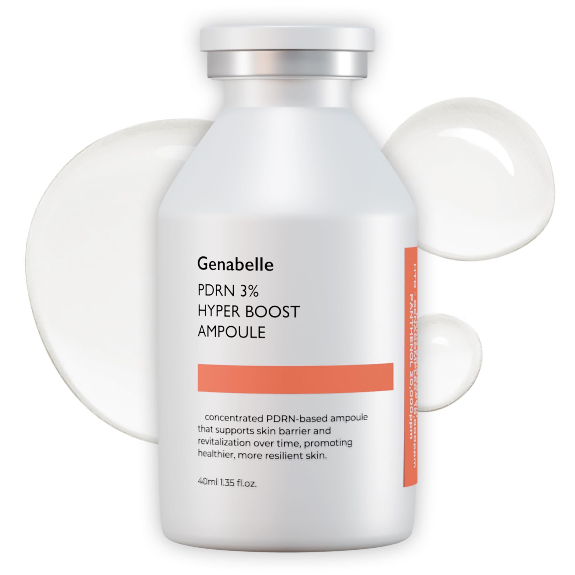 Genabelle PDRN 3% Hyper Boost ampoule bottle shown for lasting hydration and smoother skin.