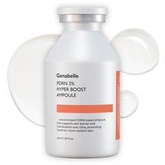 Genabelle PDRN 3% Hyper Boost ampoule bottle shown for lasting hydration and smoother skin.