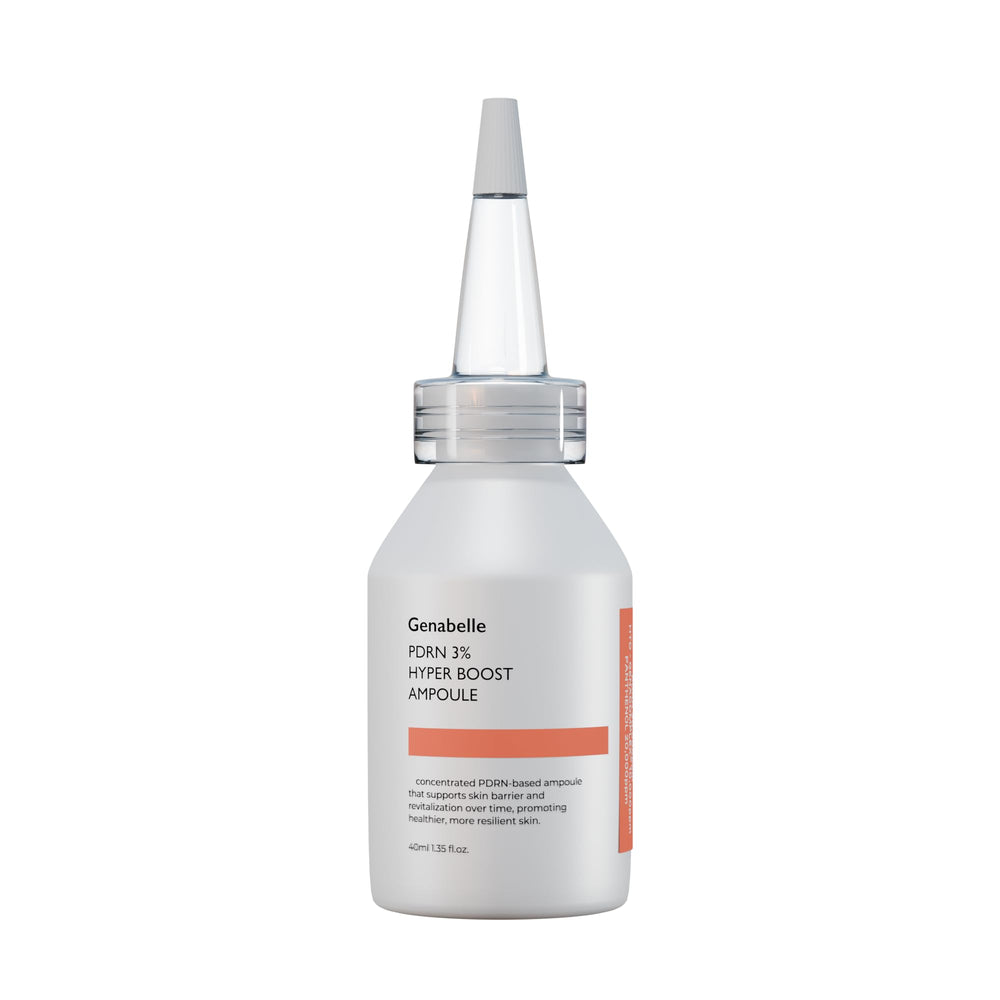 Genabelle PDRN ampoule pump demonstrates quick, non-greasy absorption during skincare.