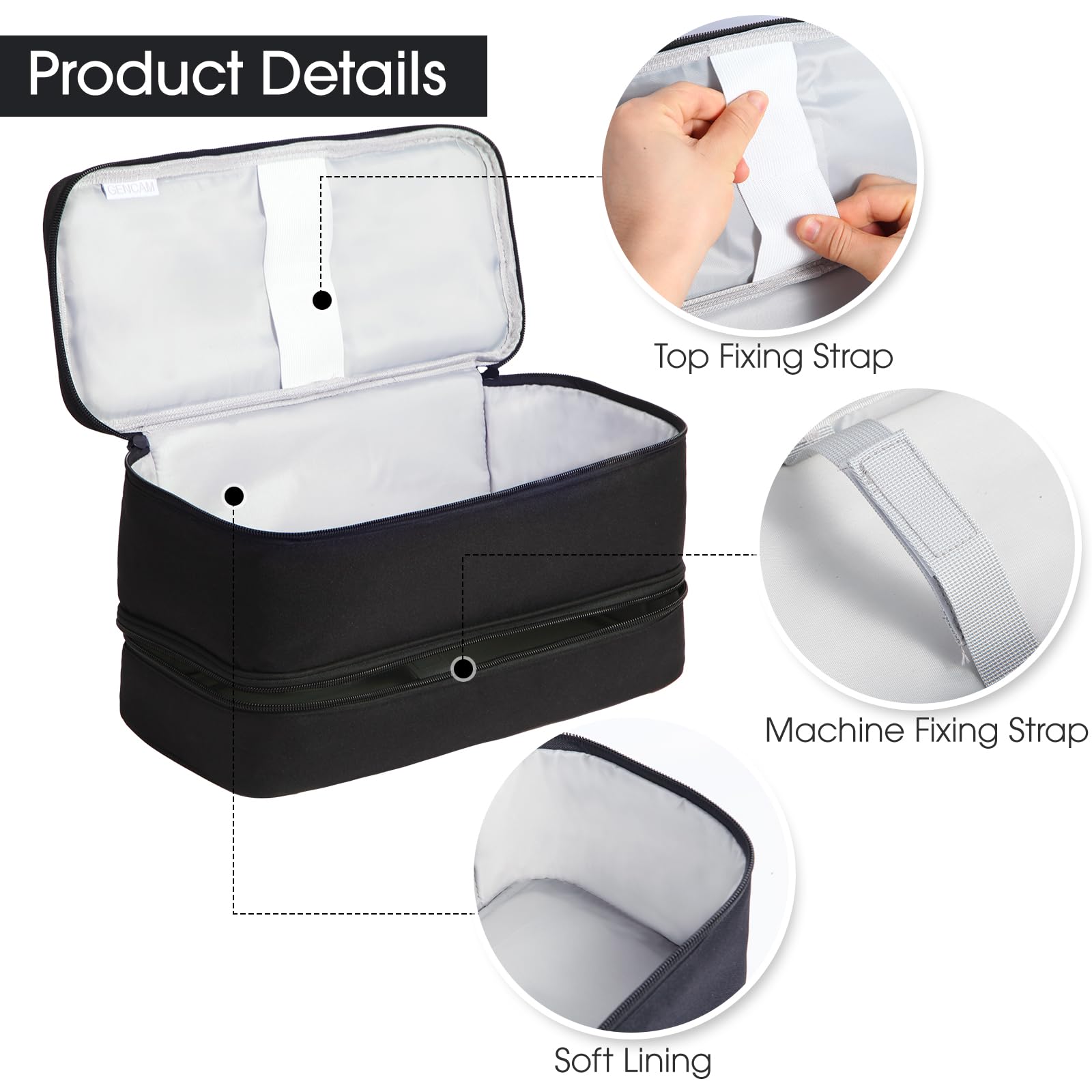 Material de Oxford resistente de GENCAM ofrece protección y longevidad para viajes.