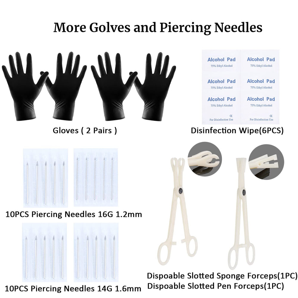 Agujas de piercing 14G y 16G de Generic para inserciones precisas y seguras.