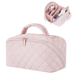 El bolso de maquillaje Generic se abre 180 grados para ver todo fácilmente.