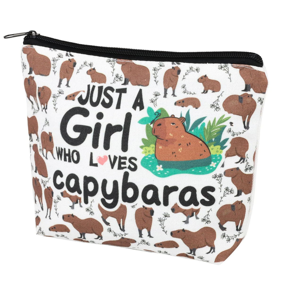 Capibara bolso de maquillaje 7x9, apertura amplia para acceso rápido en viaje