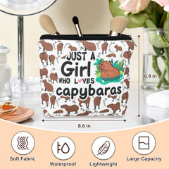 Capibara bolso de maquillaje en lino resistente, práctico y duradero