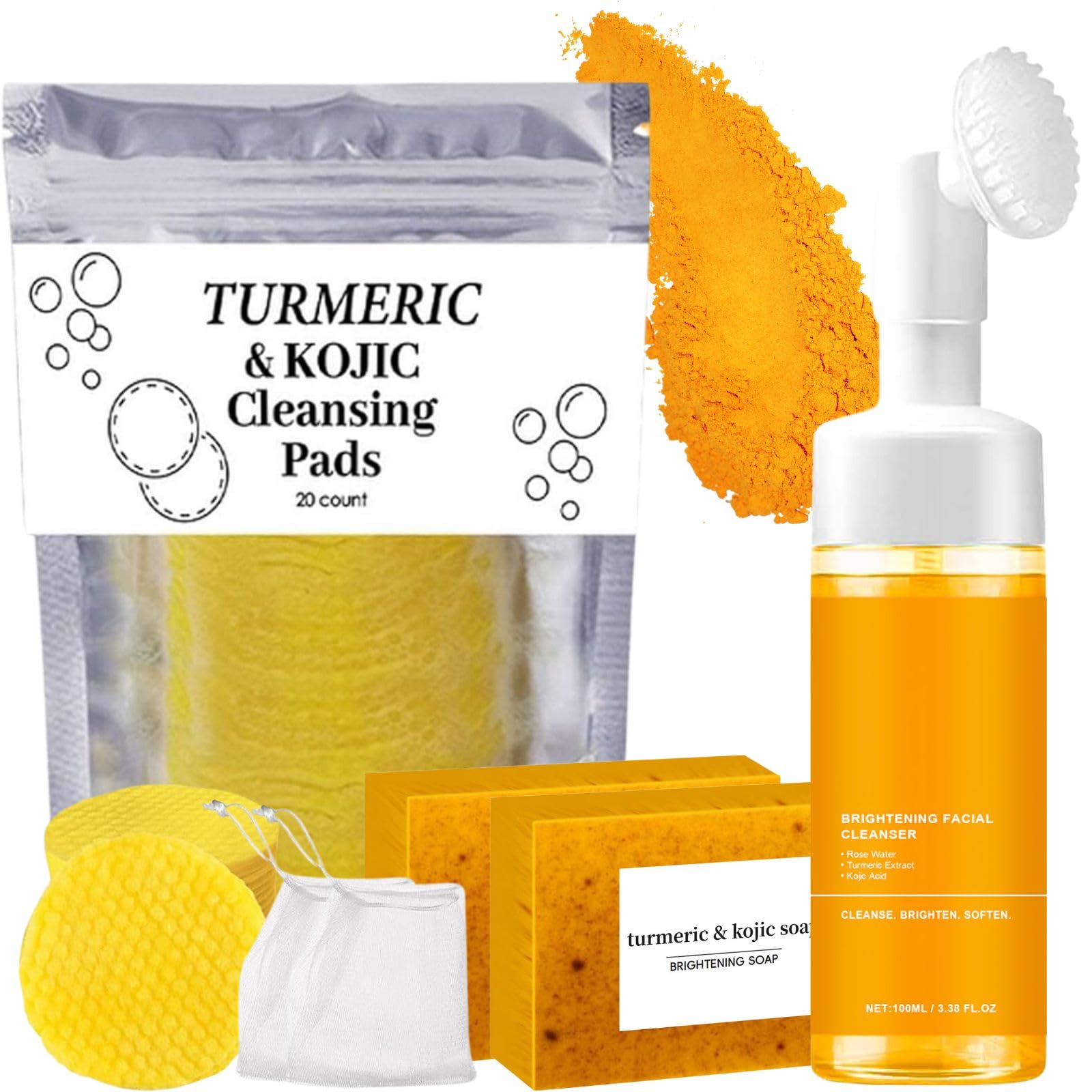 Limpiador facial Generic curcuma en botella para limpieza suave y revitalizante.