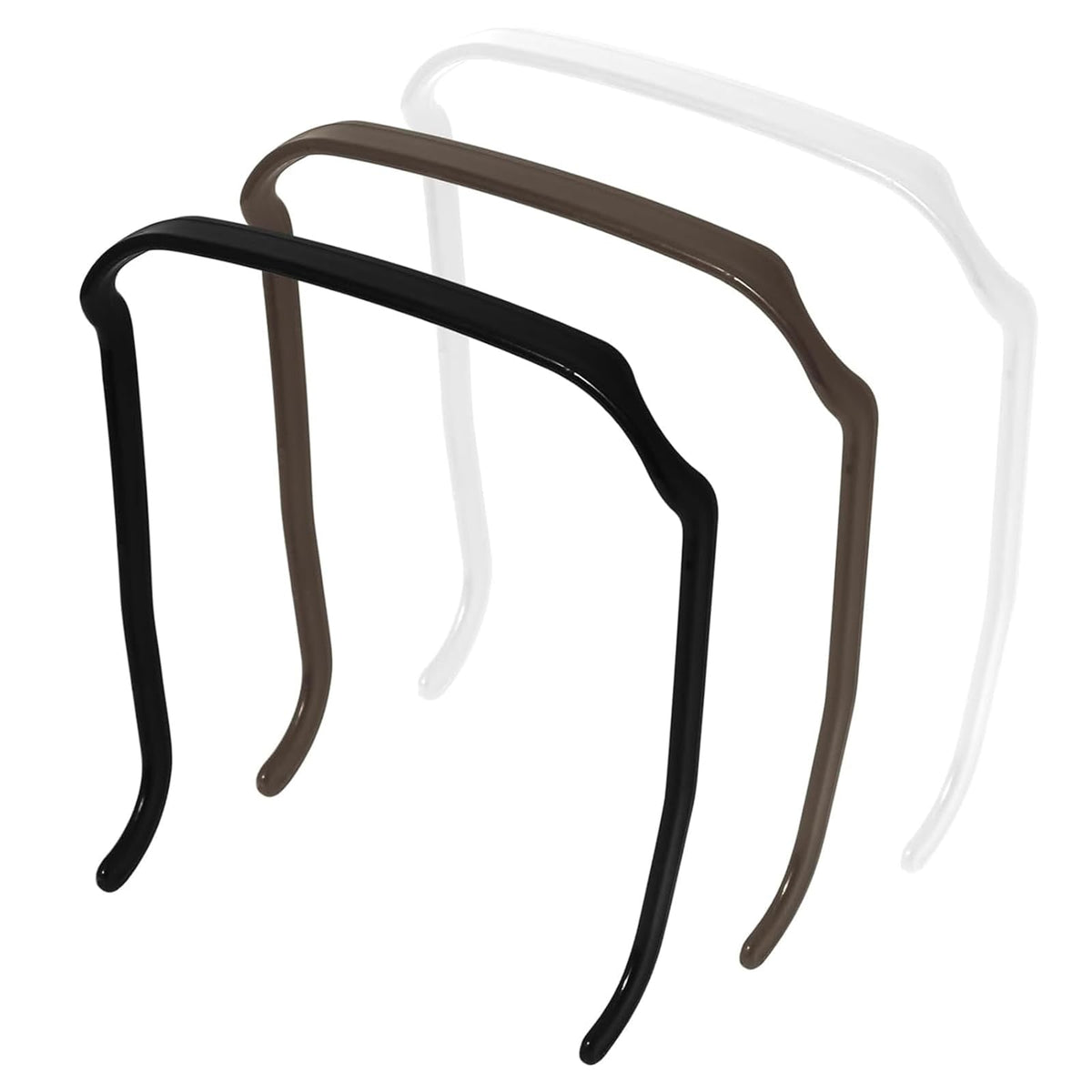 Generic diadema cuadrada invisible negro, vista frontal, ideal para cabello rizado