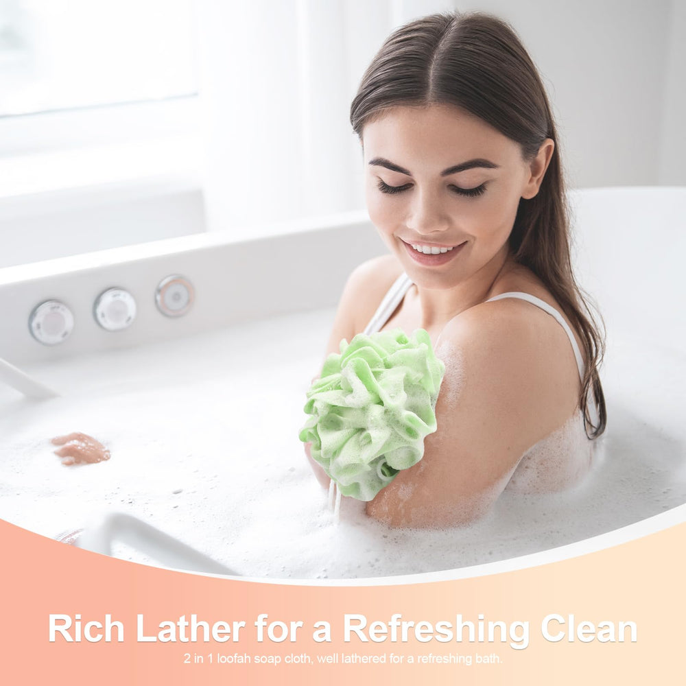 Generic esponja de baño reutilizable 2 en 1, opción ecológica para disminuir desechos.