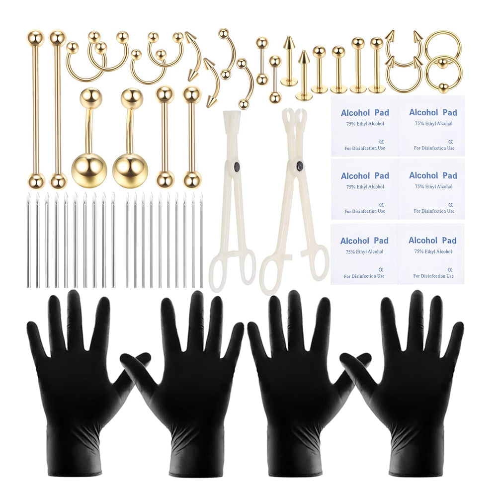 Generic kit de piercing, vista del conjunto completo para perforaciones múltiples.