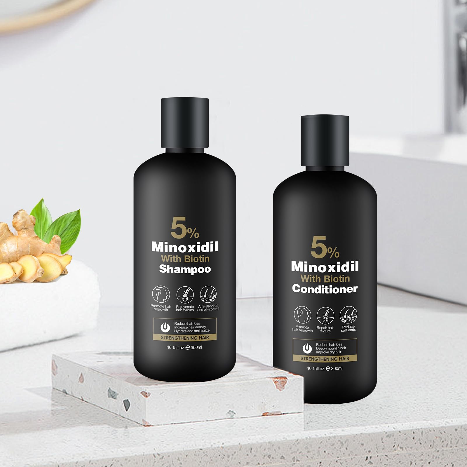 Acondicionador Minoxidil de Generic, botella de 300 ml, suaviza y facilita el peinado.
