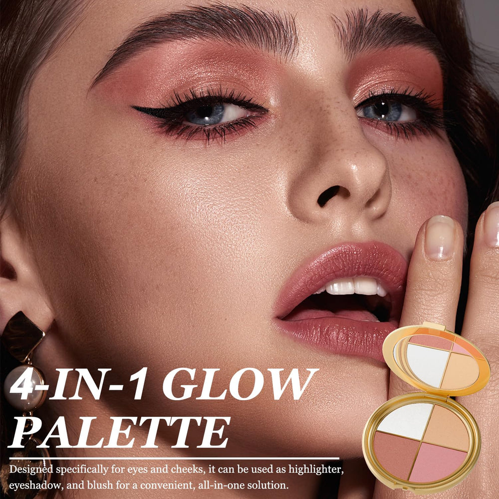 Generic Paleta mejillas iluminador rosa para un brillo natural