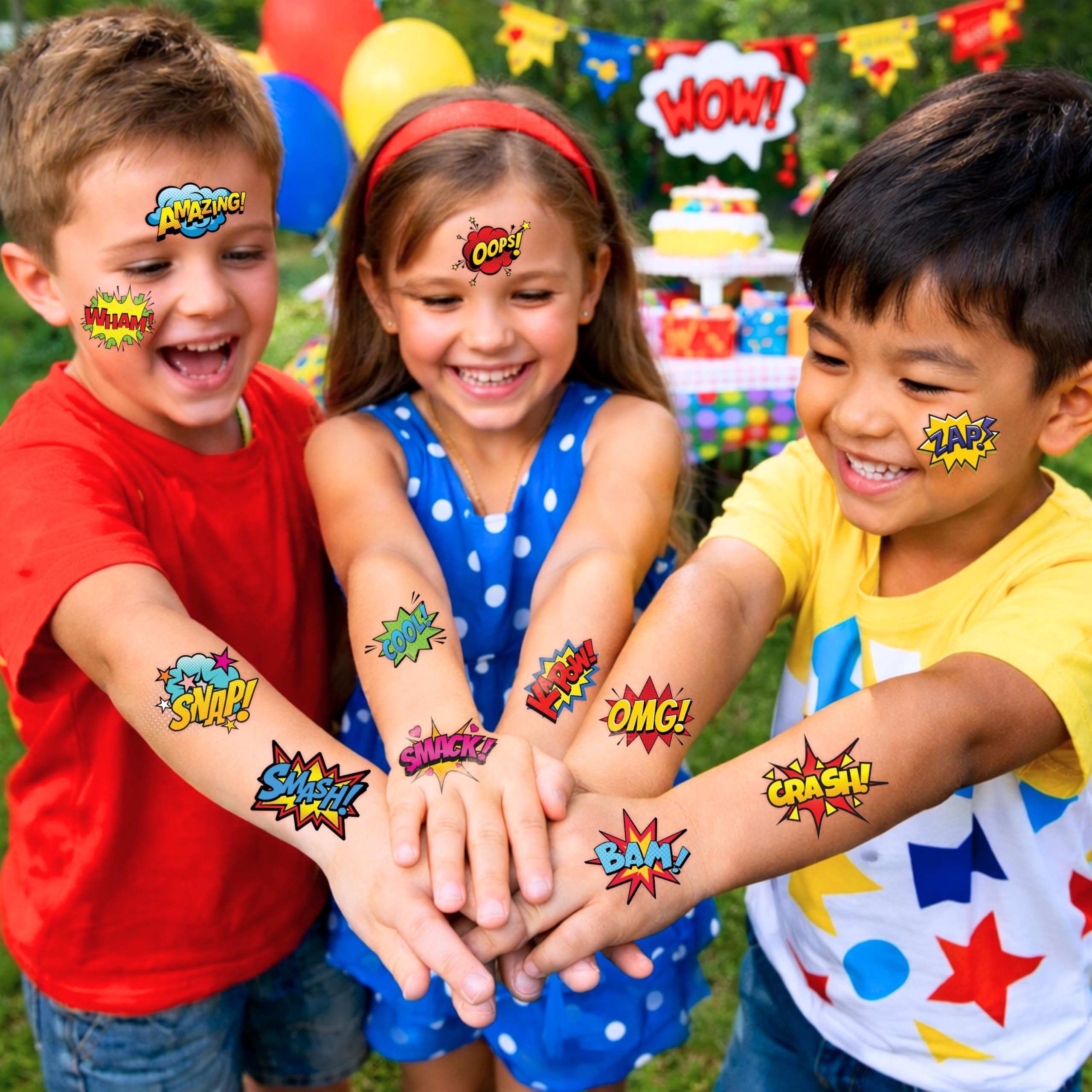 Generic tatuajes temporales de héroe, colores llamativos y duraderos para la celebración.