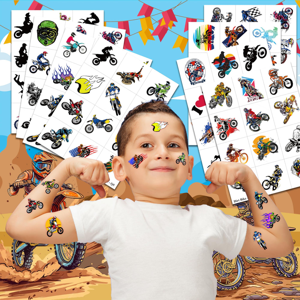 Tatuajes para manos y brazos de la motocicleta todoterreno, perfectos para actividades escolares.