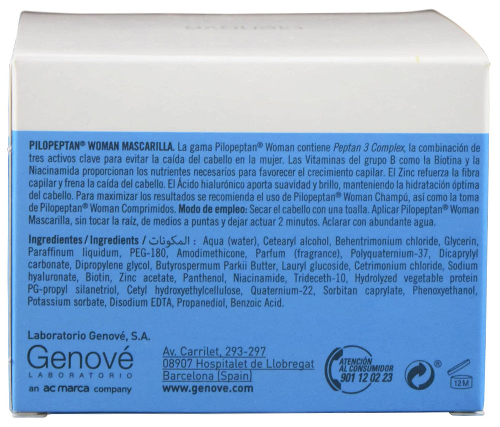 Aplicación de la mascarilla Genové Pilopeptan para cabello suave y nutrido.