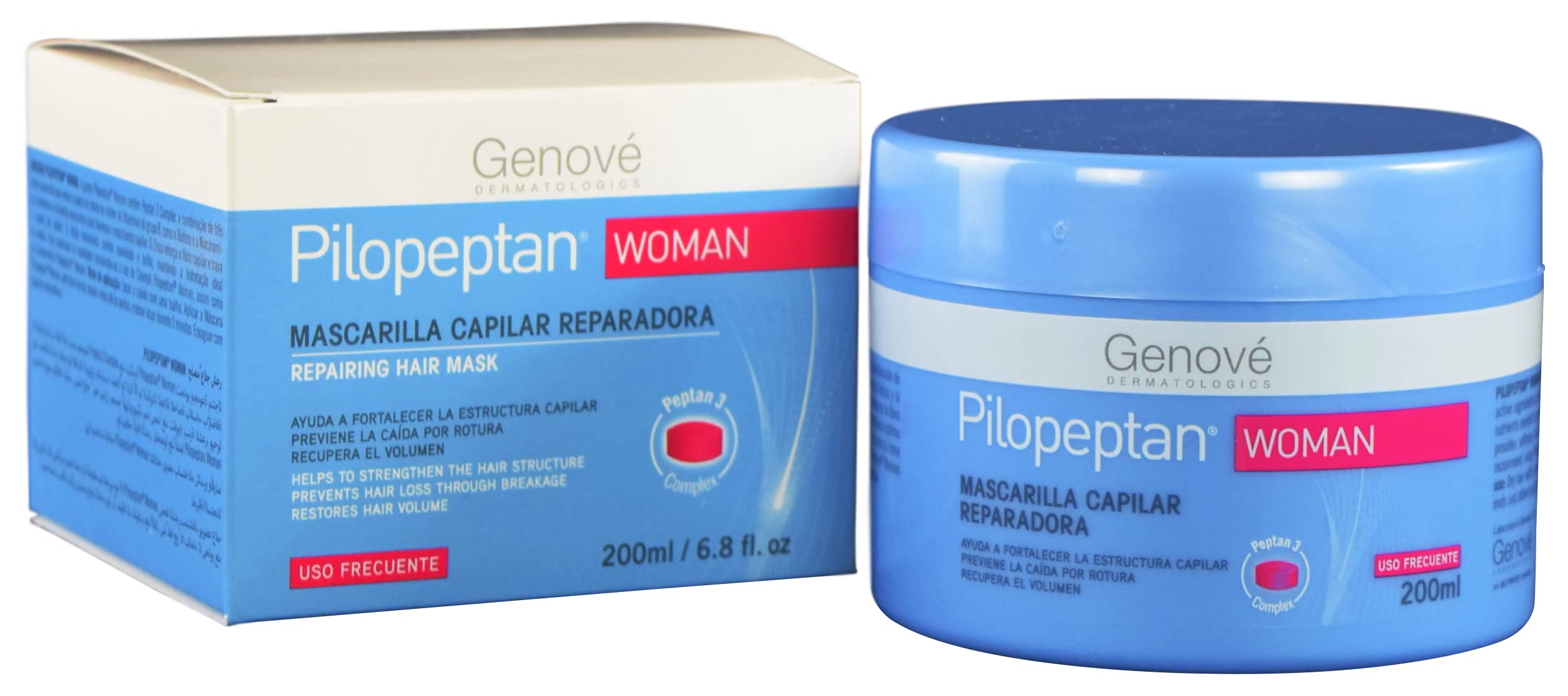 Genové Pilopeptan: mascarilla regeneradora 200 ml mejora brillo y nutrición.