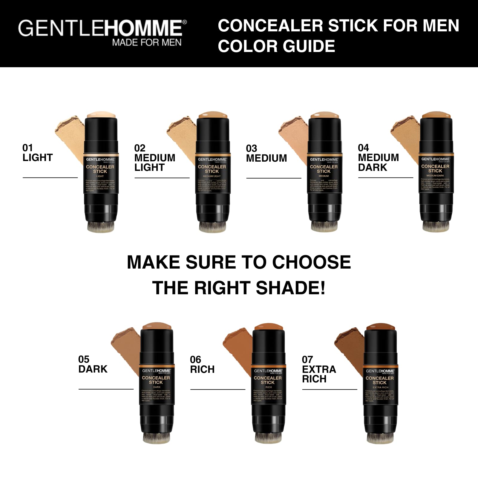 Gentlehomme concealer stick is compact for easy touch-ups on the go.