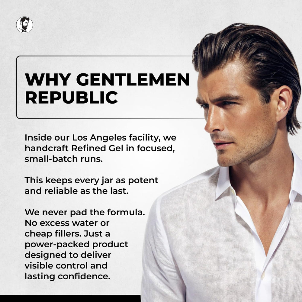 Gel Gentlemen Republic 8oz ofrece resultado profesional en casa.