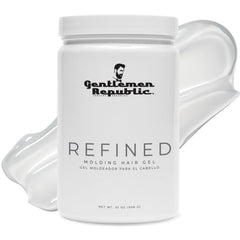 Gel refinado Gentlemen Republic 32oz en bote, acabado profesional y duradero.