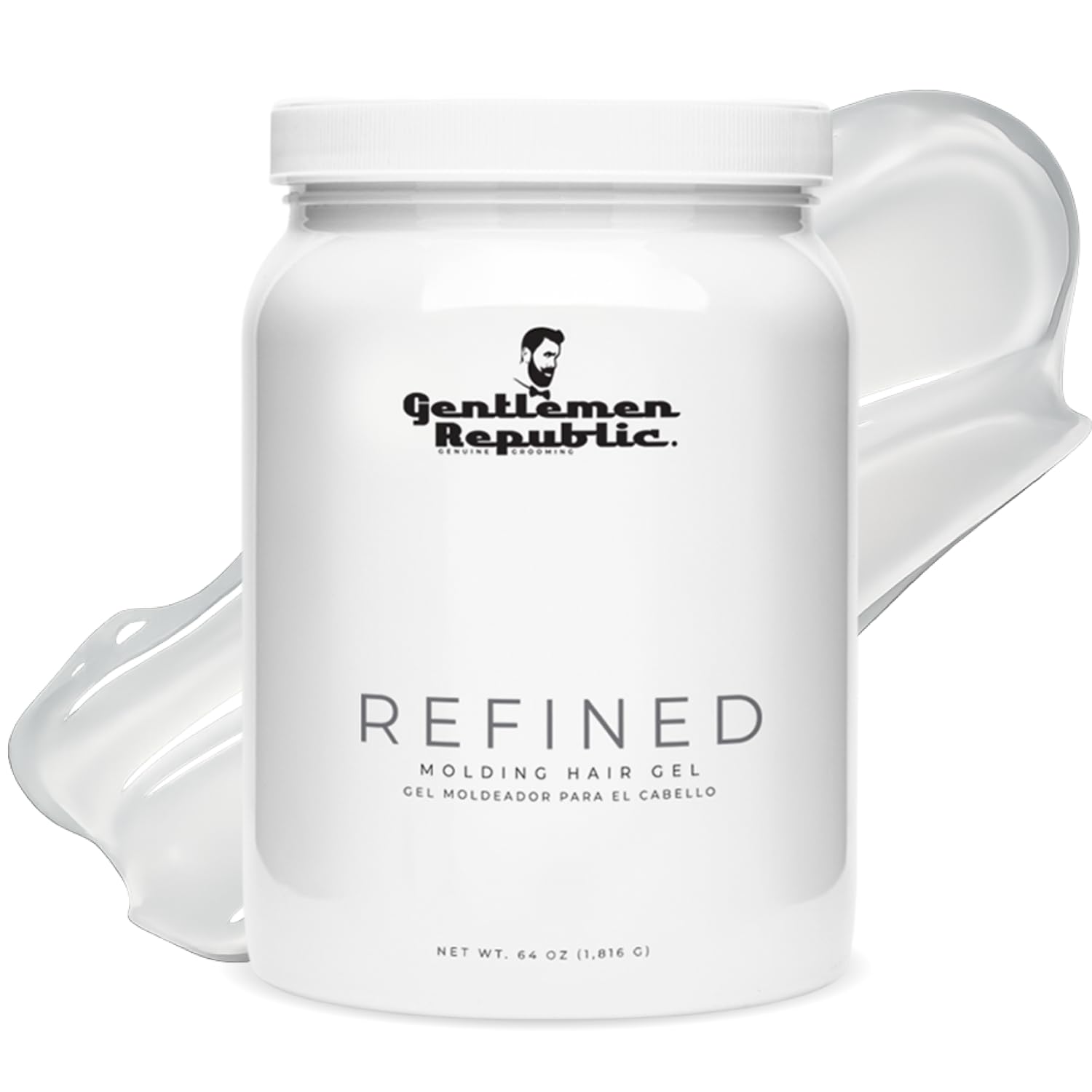 Gel refinado Gentlemen Republic en botella 64oz para control duradero del peinado