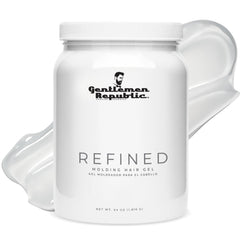 Gel refinado Gentlemen Republic en botella 64oz para control duradero del peinado