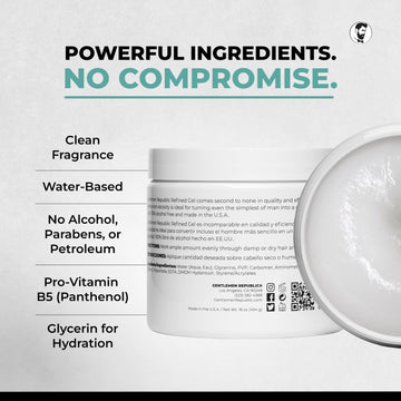 Gel refinado Gentlemen Republic sin cera de abejas, fácil enjuague.