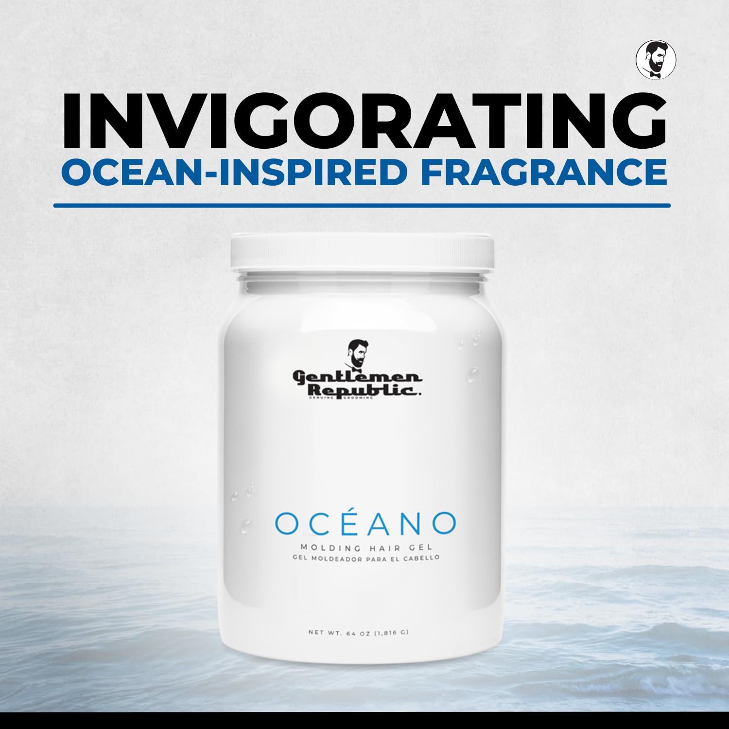Fórmula sin alcohol de Oceano Gel de Gentlemen Republic cuida el cabello.