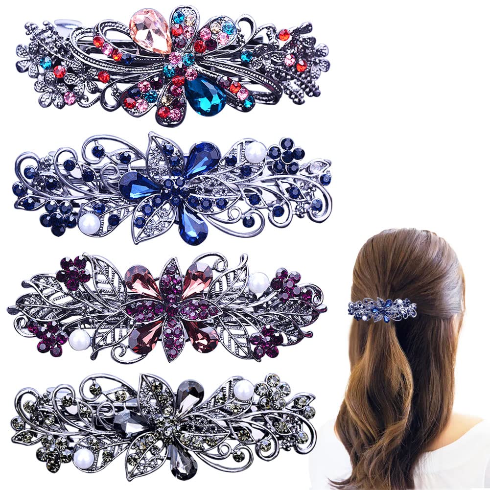 GeoGeoDIY pinza de pelo flor con cristal rhinestones para uso diario